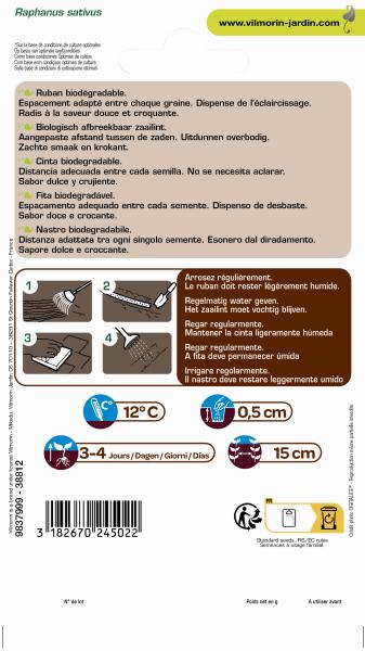 Potagères - Radis Tinto HF1 - Ruban de graines - 5 m  - MEDIA_PACKAGING_VERSO